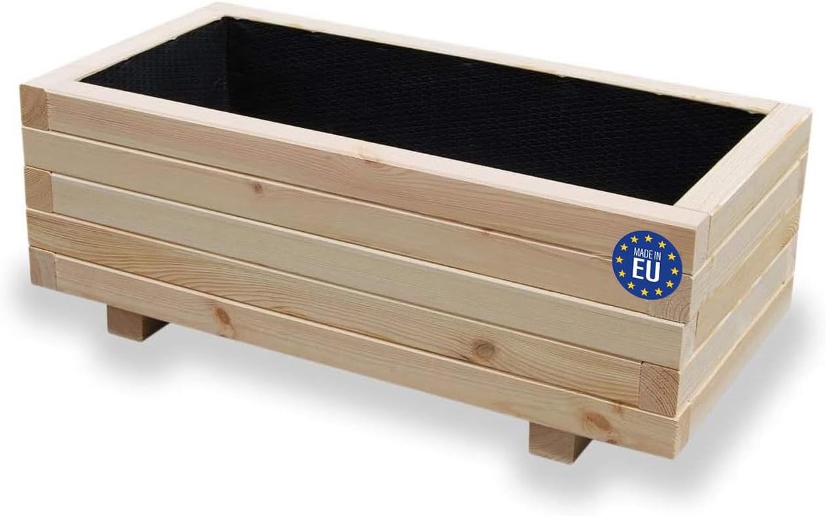 Houten Bloembak - Plantenbak Pot - Tuin Decoratie - Verhoogd Met Poten - 80 x 40 x 30 cm - Natuurlijk