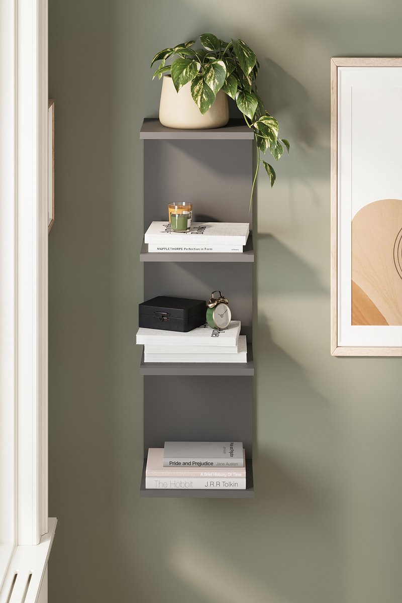 Boekenkast - Wandboekenkast – Wandplank – Antraciet - 95 x 30 cm
