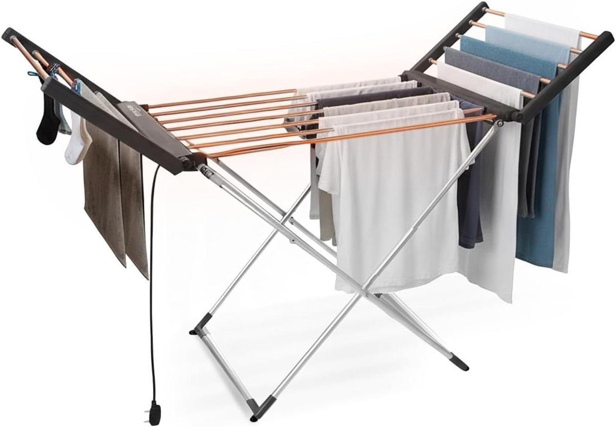 Elektrisch droogrek Wasdroger inklapbaar Snel was drogen Ruimtebesparend design XL capaciteit Aluminium
