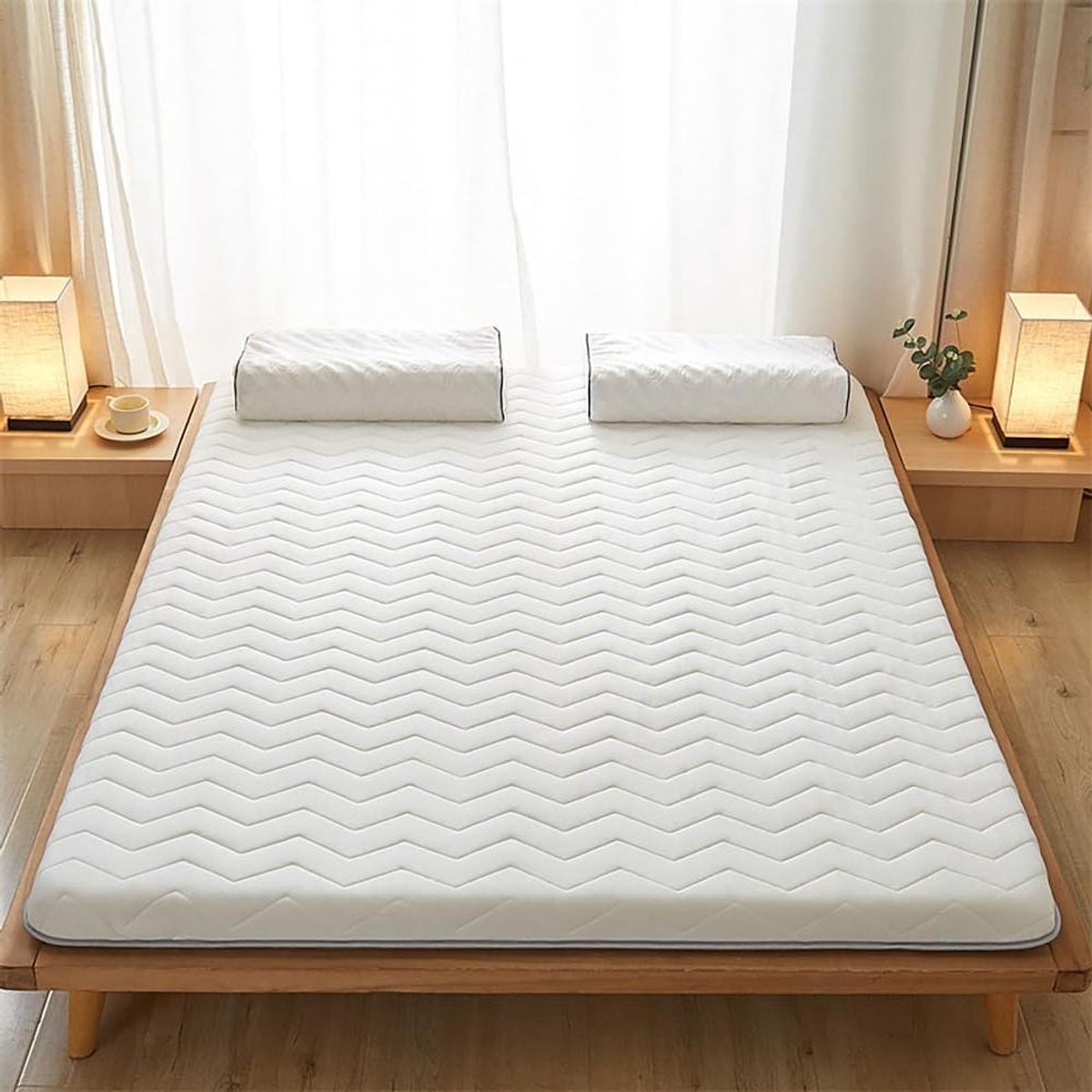 Vloermatras - Gastenmatras Futon - Comfortabel Slapen - Past Lichaamscurve - 180 x 200 cm - Blauw