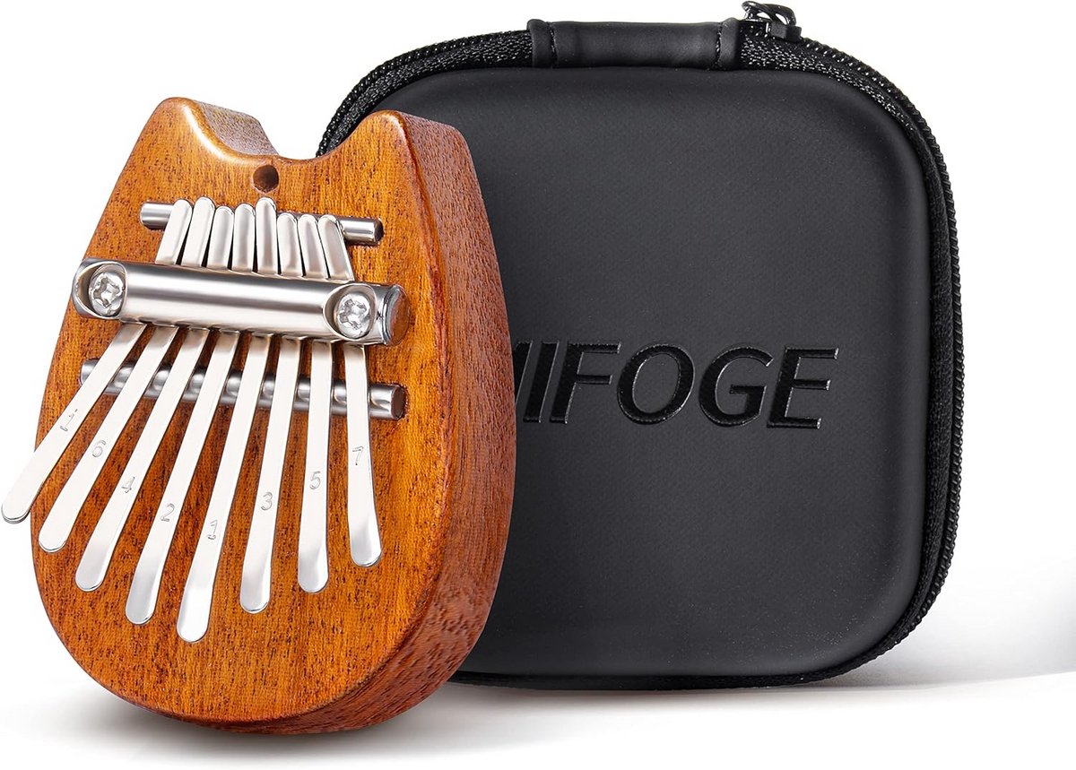 Mini 8-Toons Duimpiano Houten Vinger-instrument met Beschermhoes en Lanyards