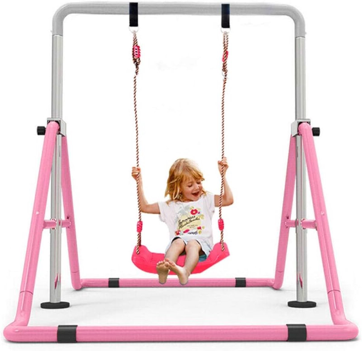 Inklapbare Gymnastiekstang voor Kinderen - Horizontale Turnstang met Schommel - Verstelbare Hoogte voor Thuisgebruik