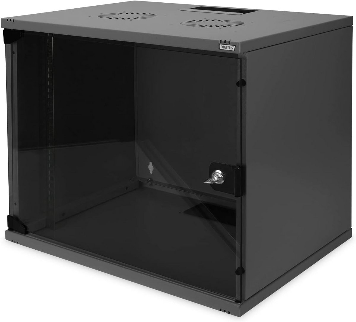 19-inch Netwerkkast 9 HE - 400 mm Diep - 60 kg Draagvermogen - Glazen Deur - SOHO Serie - Zwart