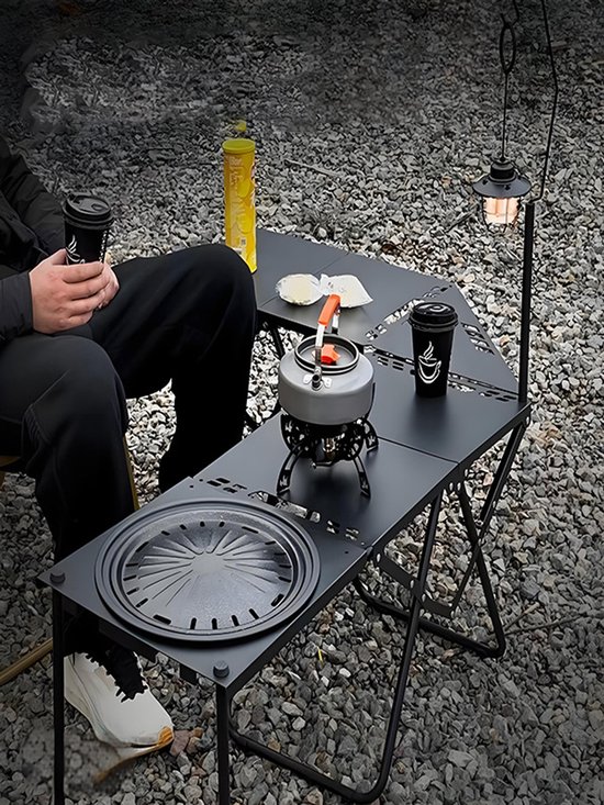 IGT draagbare ronde buitengrill geschikt voor kamperen picknicks en barbecues zwart van IGT — afbeelding 5