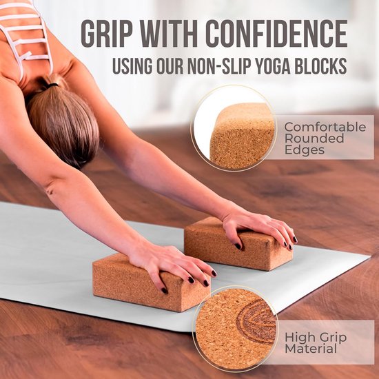 Yoga Blokken 2-Pack 9x6x3 Inch – Natuurlijke Kurk Yogablokken Set van 2, Stabiliteit & Flexibiliteit voor Yoga & Stretchen — afbeelding 4