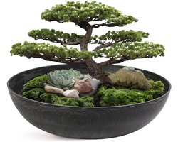 Weerbestendige Grote Bloempot Buiten Zwart Marmer Look voor Bloemen, Bonsai en Grafdecoratie 45 cm