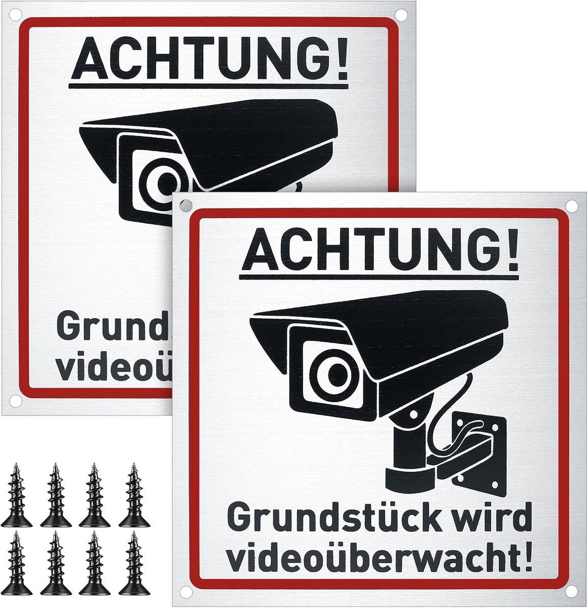 Videobewakingsbord Aluminium 15x15 cm 2 stuks - Weerbestendig Waarschuwingsteken voor Binnen en Buiten