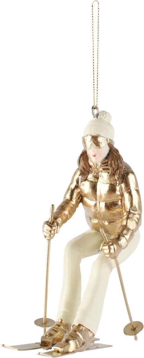 Dekoratief | Hanger skimeisje, goud/cr?me, resina, 4x8x10cm | A265737