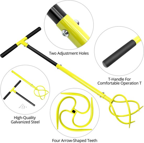 QWORK® Twist Tiller Handmatige Cultivator, Tuinhark Gereedschap, Verticuteerder, Onkruidverwijderaar, met T-Handvat en Stalen Schachtpunten. van QWORK — afbeelding 5