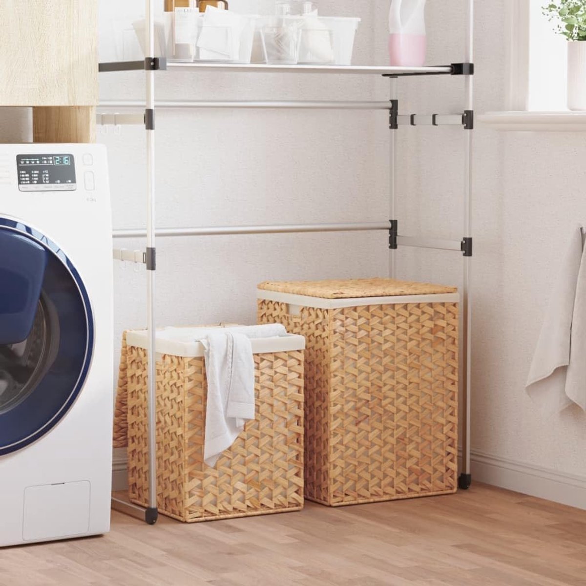 Wasmanden Set - Kleding Opslag - Organiseren Woning - Waterhyacint Materiaal - 2 Stuks - Natuurlijk