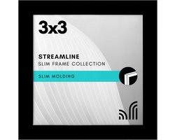 Americanflat 3x3 Photo Frame in Black, Thin Border Photo Frame with Shatterproof Glass, Hanging Hardware and Easel, Square Photo Frame for Wall and Table Top