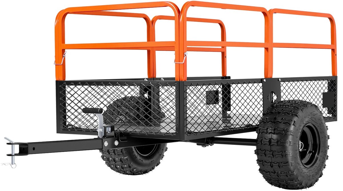 Tuinaanhangwagen voor ATV, UTV & Zitmaaier - 793 Liter - Kiepwagen - Stalen Transportkar - Max. 816 kg Draagvermogen - Luchtbanden - Voor Tuinafval, Hout, Grond en Puin