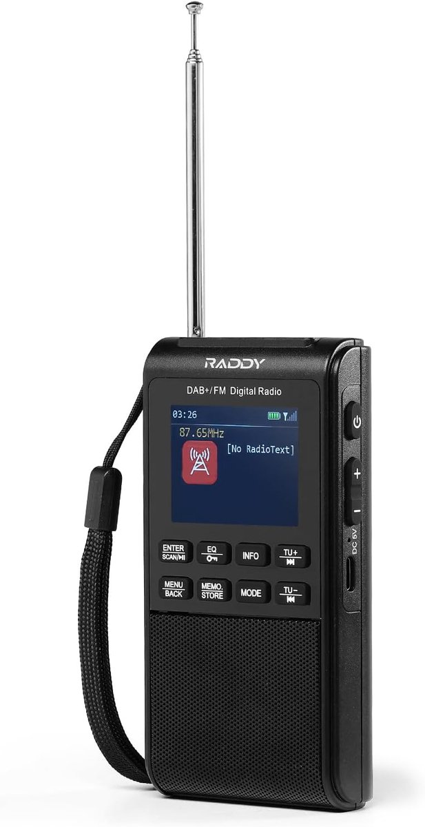 Draagbare DAB+ FM Radio met Bluetooth 5.3, 5W Speaker en Wekkerfunctie