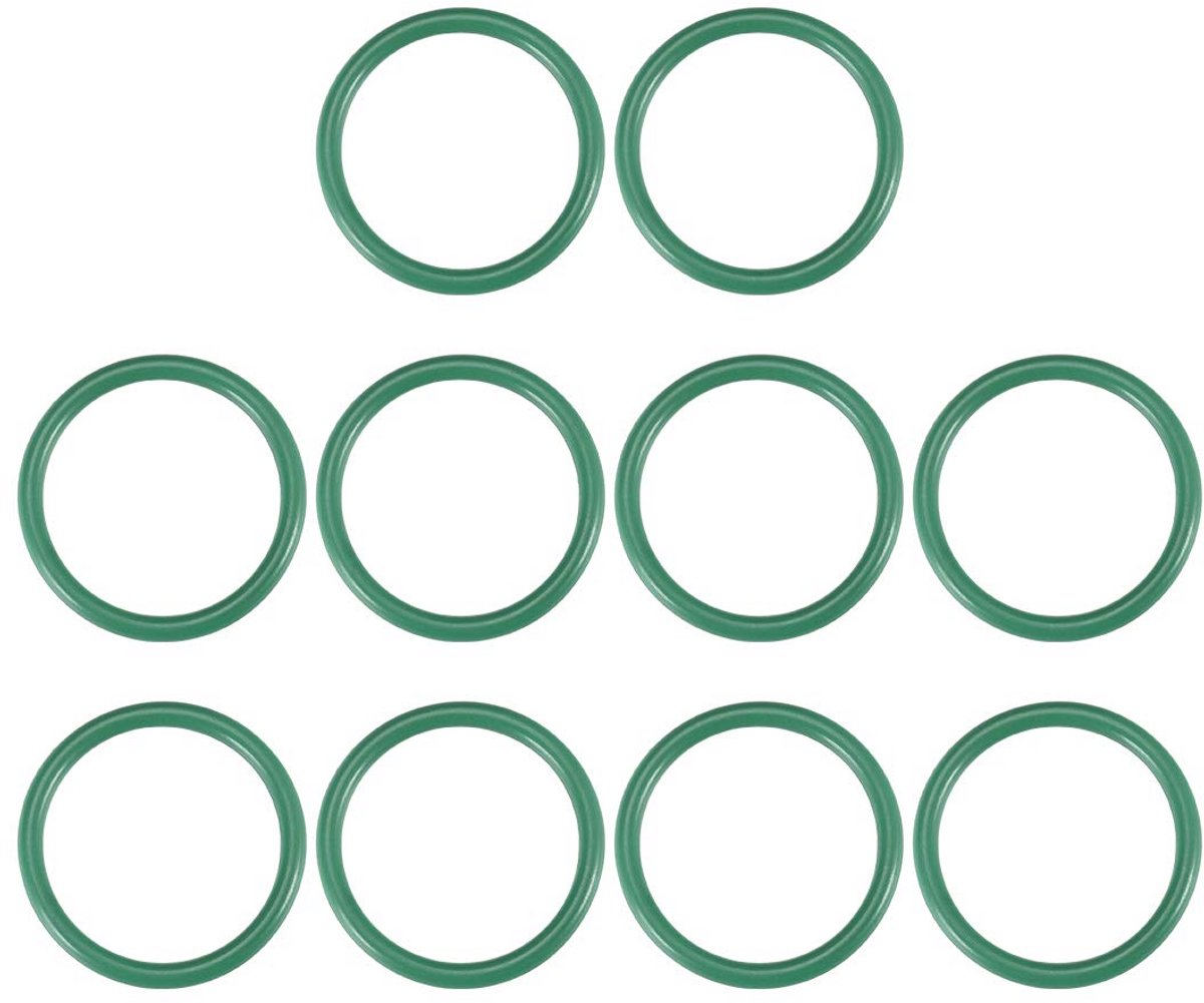 10 stuks fluorrubber O-ringen 19-37 mm binnendiameter, 2 mm breed, groen, 19 mm x 23 mm x 2 mm