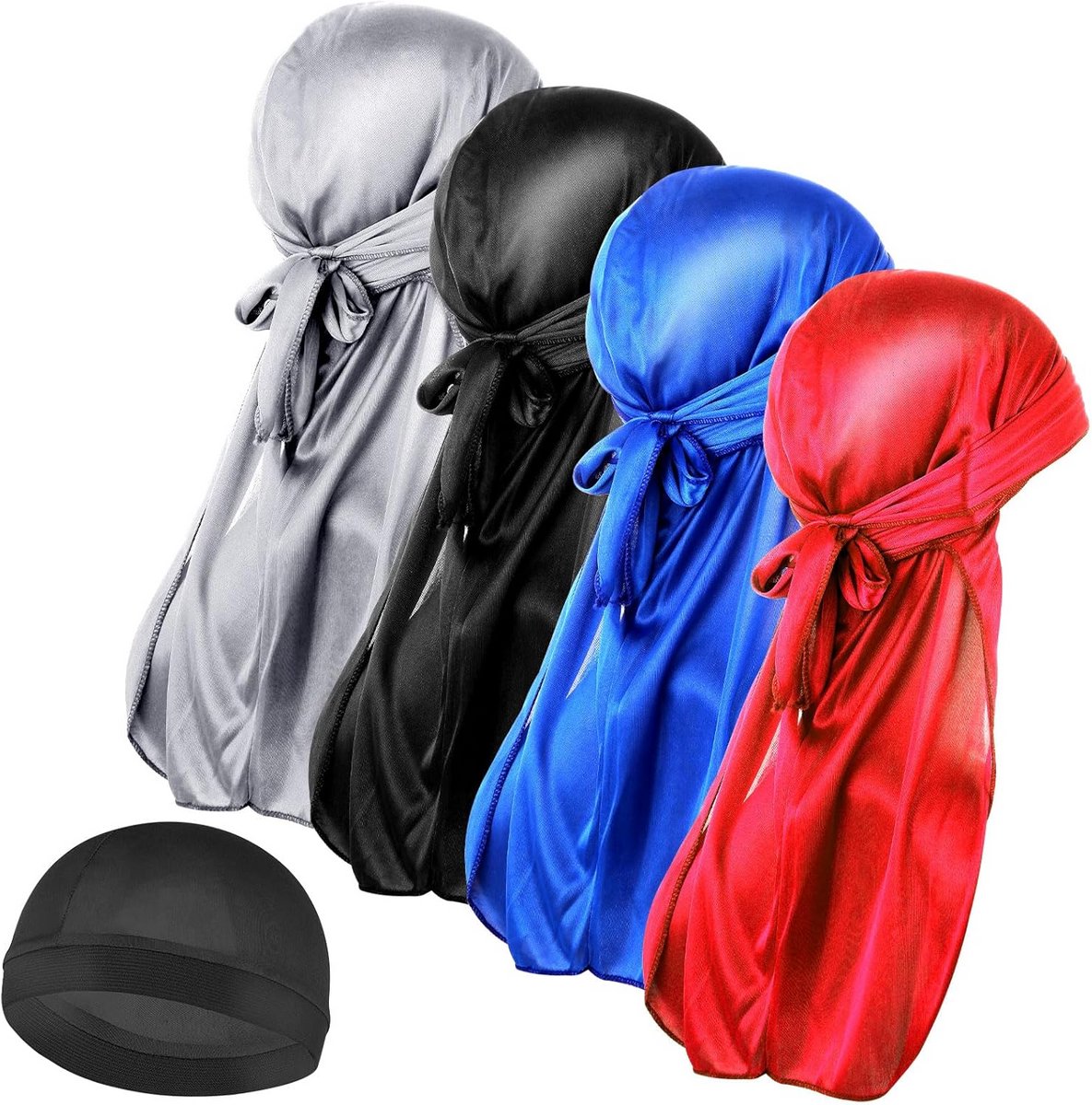 4 stuks zijde durag set - elastisch en ademend
