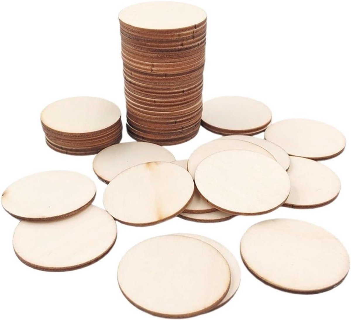 Houten Cirkels - Ronde Schijven - Handwerk Projecten - Gladde Afwerking - 10 Stuks 70 mm - Natuurlijk Hout