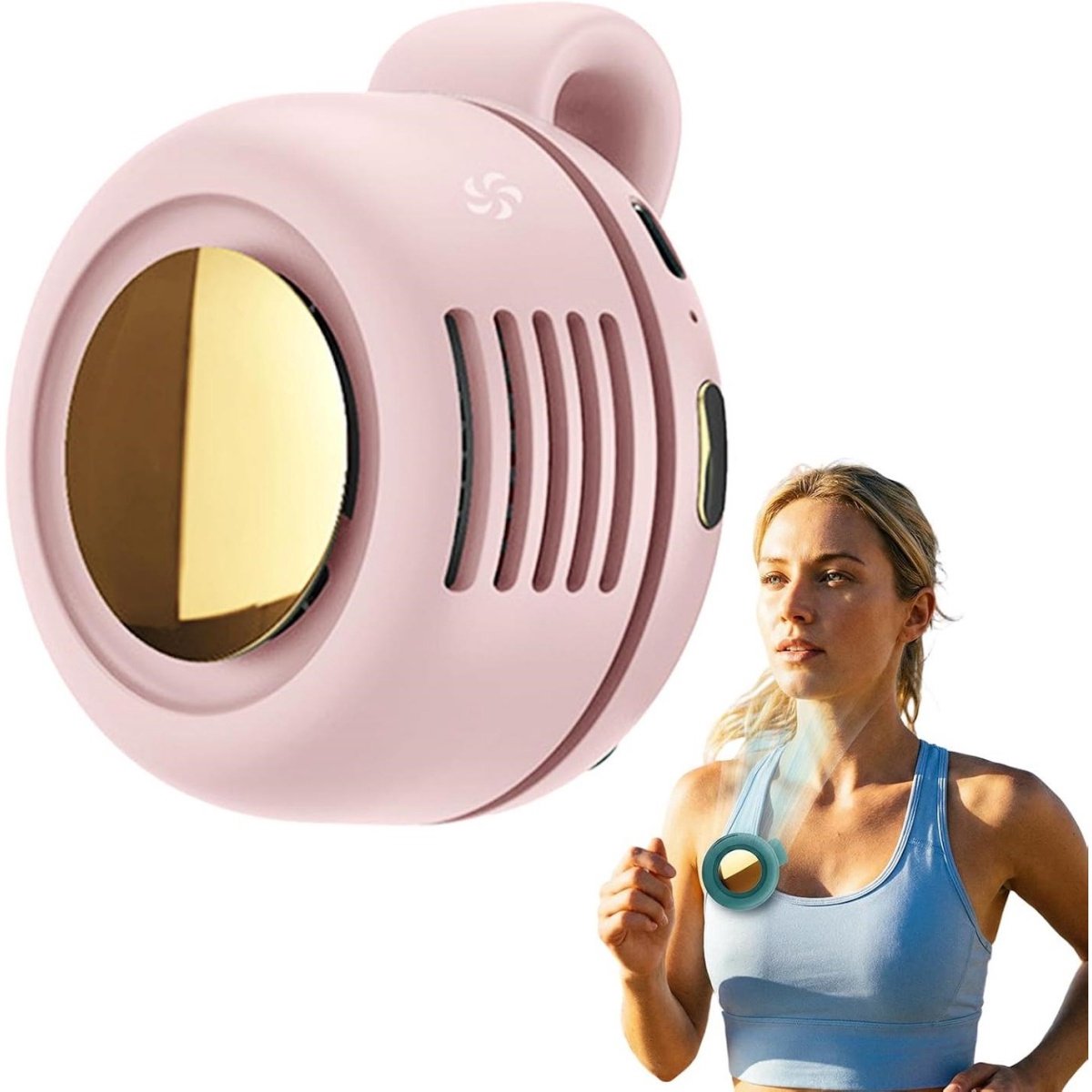 GELLDG Draagbare clip-ventilator - Stille miniventilator met 3 Snelheden - 360° Verstelbare Windrichting, 60 Bladen, 5 Uitlaatopeningen - Geschikt voor Binnen en Buiten Gebruik - ABS Materiaal - 7,4x6,5x5cm, USB Oplaadbaar, 900mAh, 2,1W - Roze