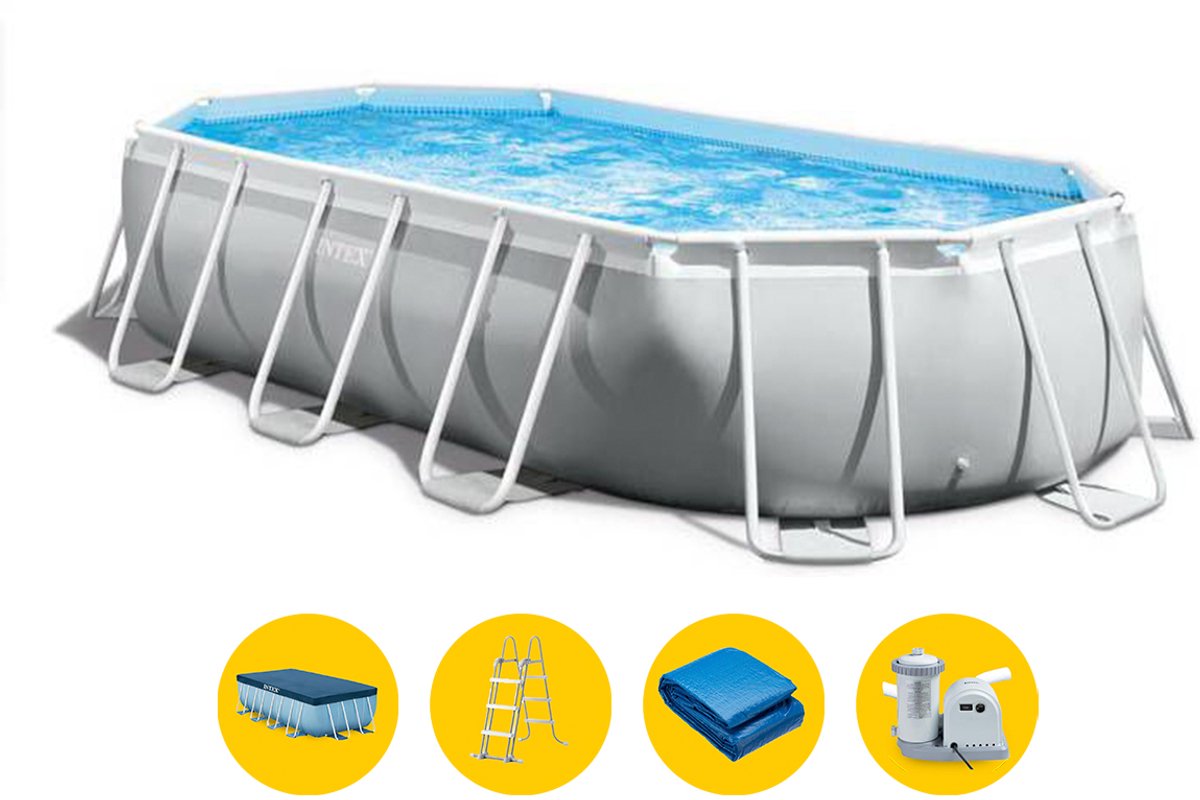 Intex Prism Frame Ovaal Opzetzwembad Set - 610 x 305 x 122 cm met filterpomp