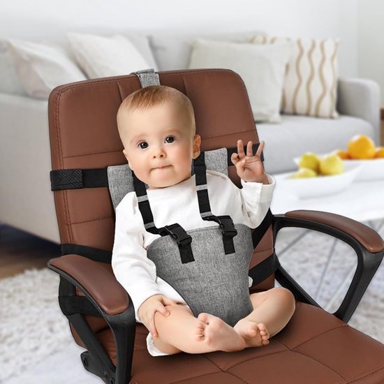 Veiligheidstuigje voor kinderstoel, verstelbare en opvouwbare veiligheidsgordel, harnas met kussen voor kinderstoel, voor jongens en meisjes, om te eten en te voeden, voor auto, thuis en gebruik — afbeelding 3