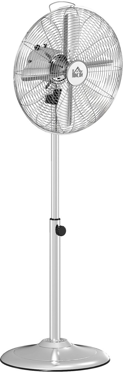 Statiefventilator 120 cm - Verkoeling- In hoogte verstelbaar (80-120cm) - 3 Snelheden - 50W - verticale oscillatie - zilver
