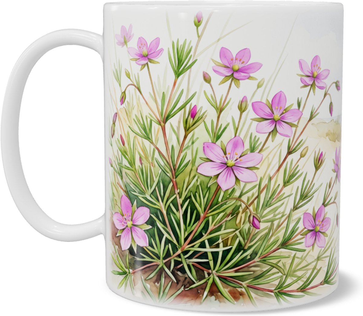 Mok met Schijnspurrie - Spergularia - Aquarel Duinlandschap