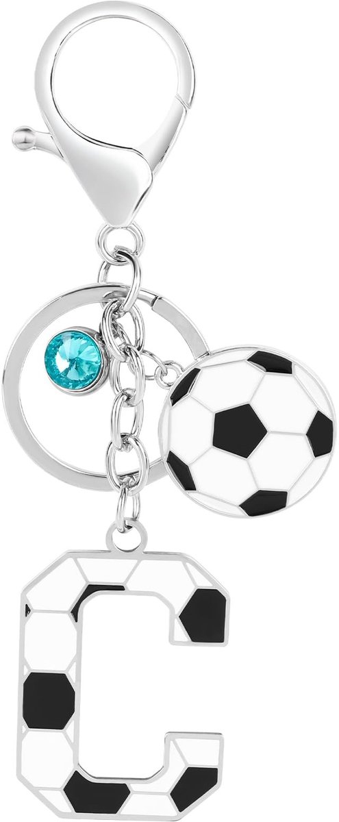 Dailygoods - Voetbal Sleutelhanger met Beginletter C voor Jongens en Meisjes