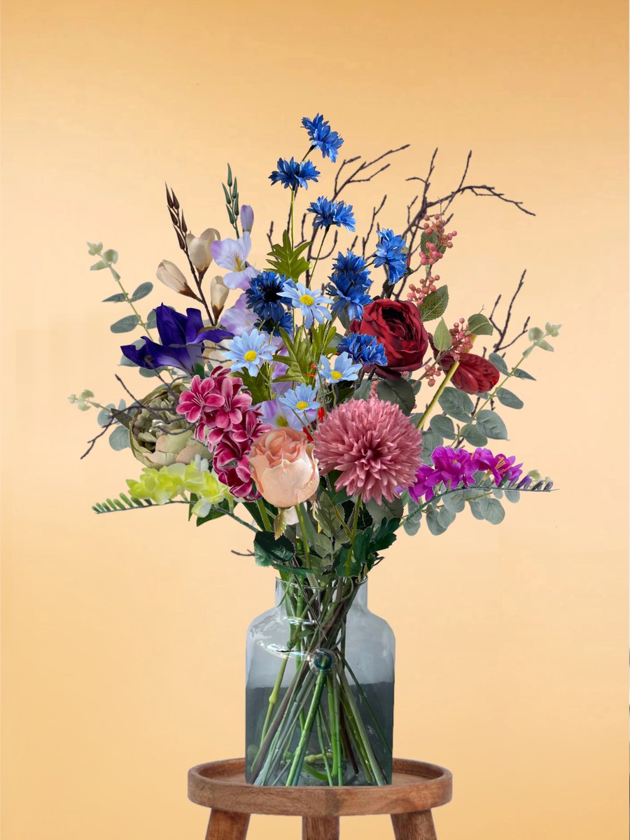 The Bloomistic® – Zijden Boeket – 70-80 cm hoog – Kunstbloemen – 20 stelen – moederdag – nepbloemen – housewarming cadeau – moederdag cadeautje – decoratie woonkamer
