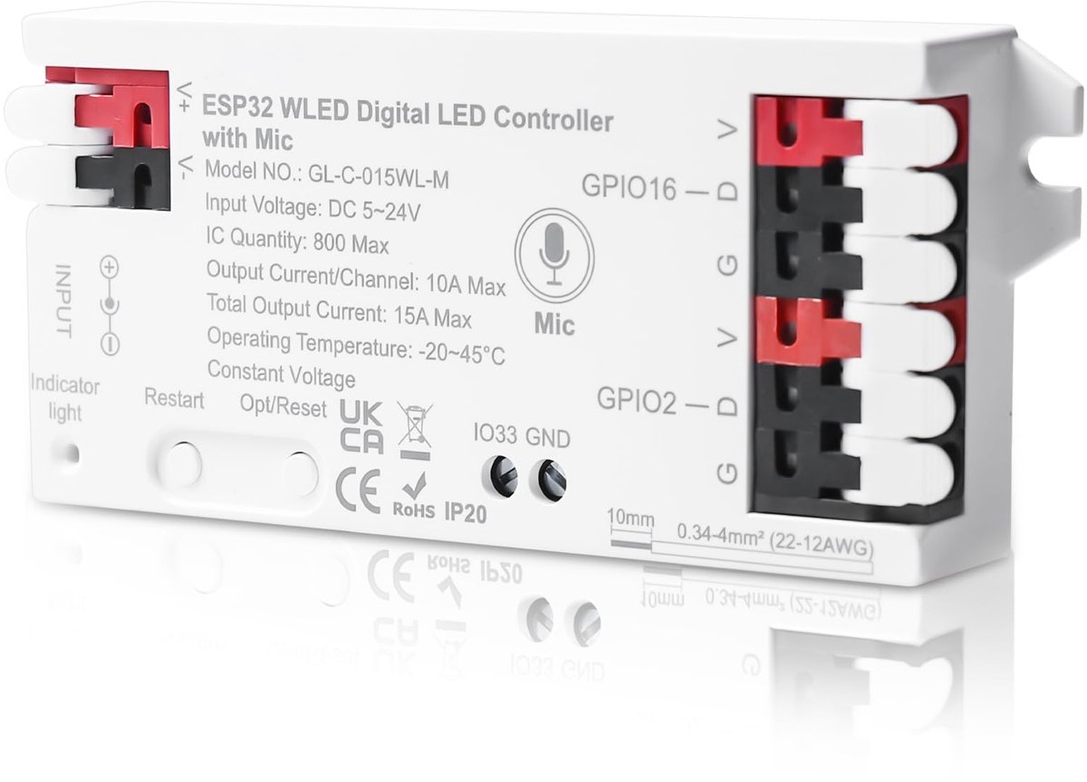 Dailygoods - Digitale LED-controller met Microfoon voor NeoPixel