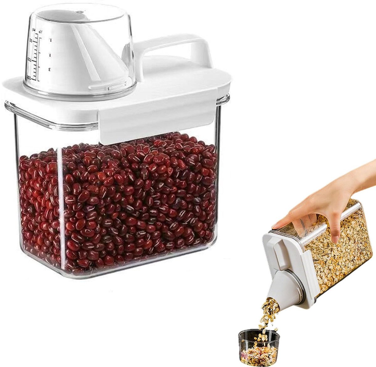 Dailygoods - Luchtdichte Opbergdoos met Maatbeker voor Granen en Poeders