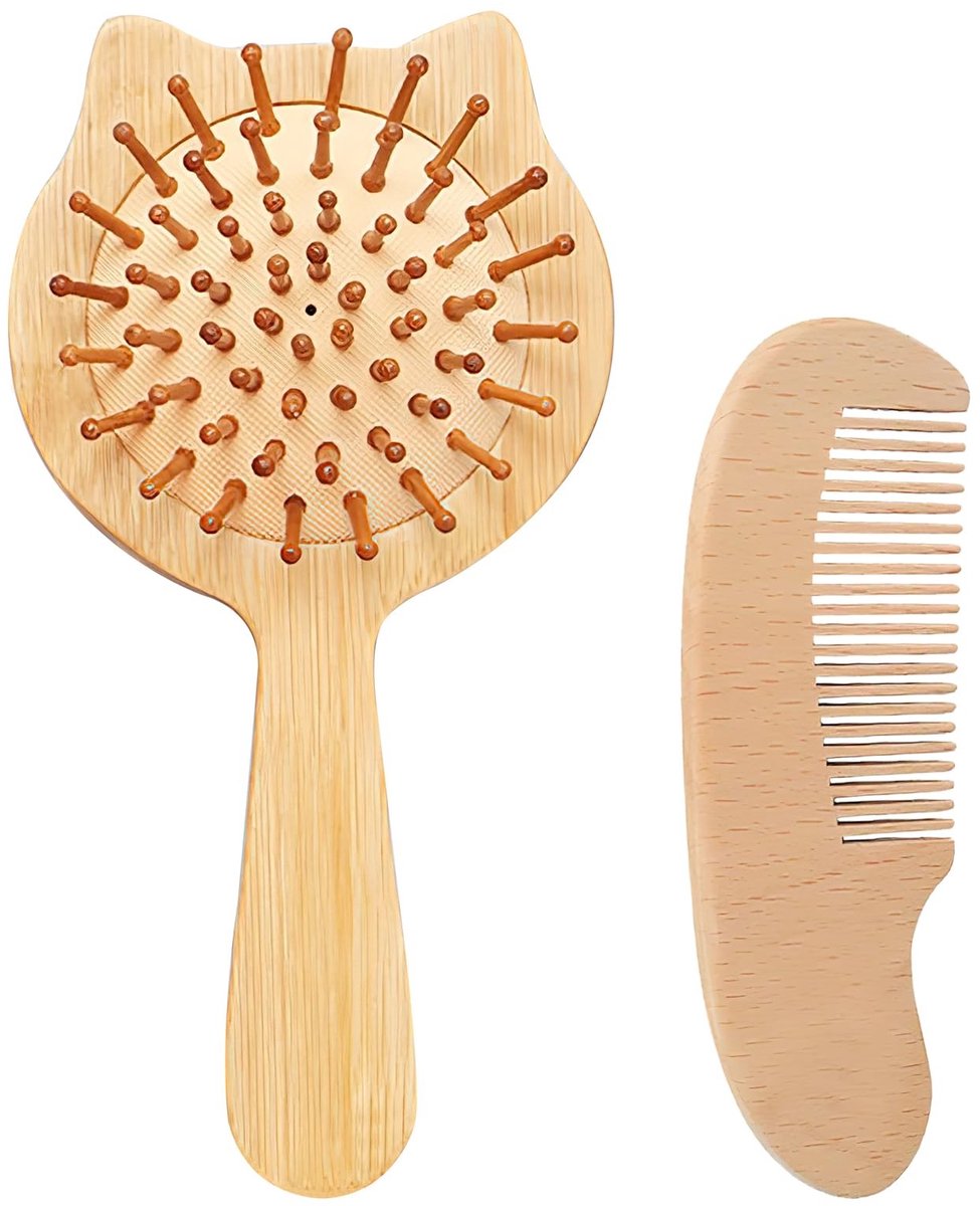 Dailygoods - Dailygoody - Haarborstel voor Kinderen - Bamboe Mini-Haarborstel - Ideaal voor Reizen - Duurzaam en Lichtgewicht - Geschikt voor Jongens en Meisjes - .