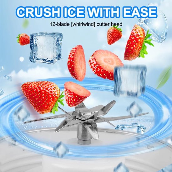 Draagbare minimixer 700 ml, 12 roestvrijstalen messen, oplaadbare sap pers, digitaal display, zelfreinigend — afbeelding 5