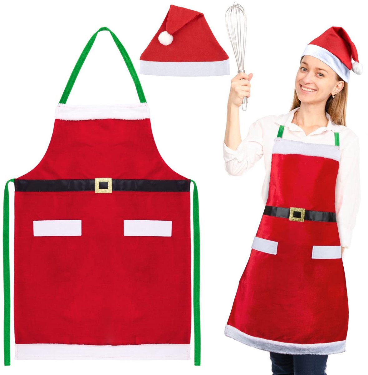 Dailygoods - Dailygoody - Kerstschort - Decoratief kookschort - Rood - Kerstkostuum - Uniseks voor dames en heren - Ideaal voor carnaval en themafeesten