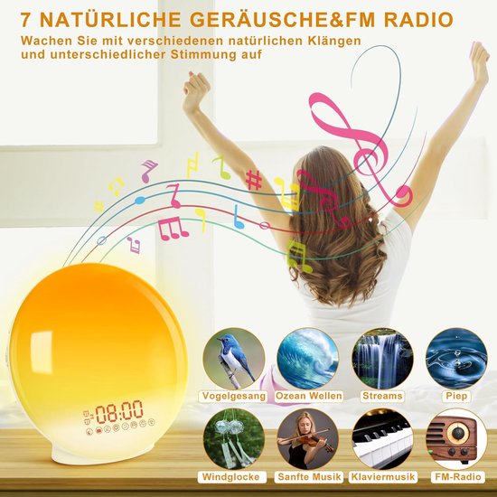 Licht Wekker Wake Up Light- Digitale Wekker met Lamp - Slaaphulp met USB Aansluiting - Bediening — afbeelding 2