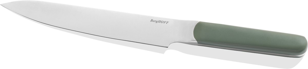 BergHOFF Home Elements Vleesmes 19 cm – Trancheermes & Rollademes voor Vlees, Gevogelte & BBQ – Vlijmscherp Smal RVS Lemmet, Ergonomisch Handvat & Vaatwasbestendig Mes – Khaki