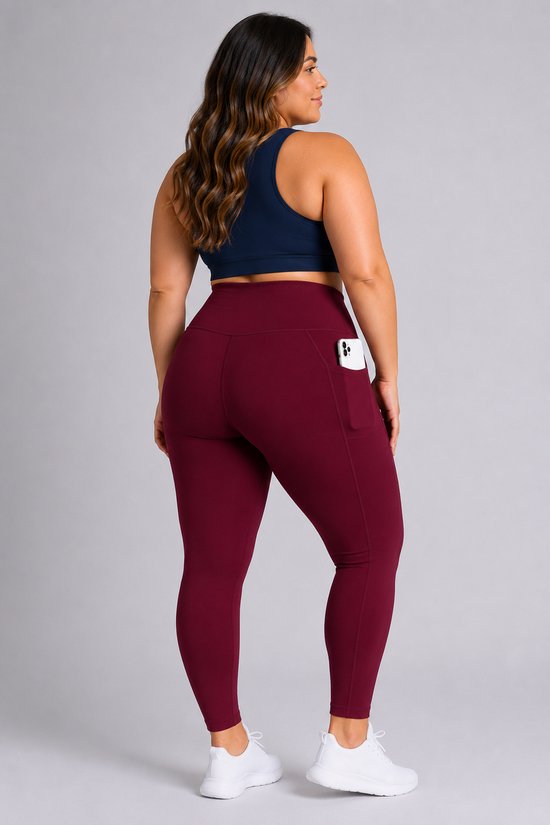 SparkNine Softcurve plus size legging - met zijzakken - 5XL - rood - zachte stof - ademend - niet doorschijnend — afbeelding 3