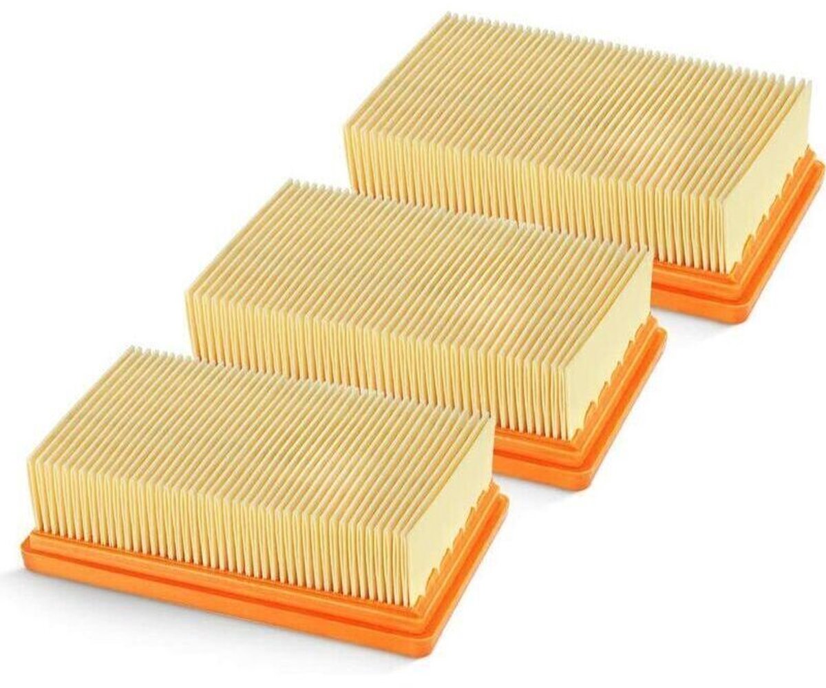 Set van 3 platte geplooide filters (2.863005.0) Geschikt voor Kärcher MV4 MV5 MV6 WD4 WD5 WD6 S stofzuigers.