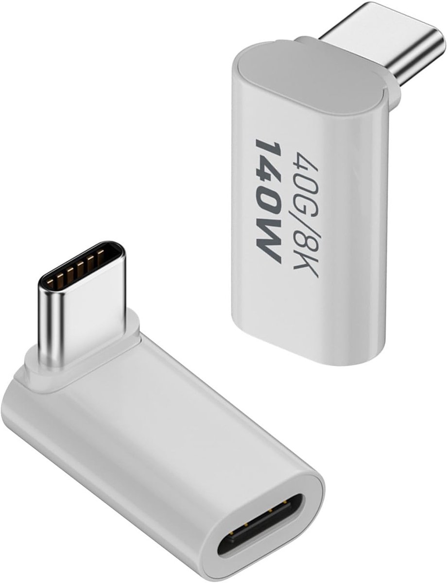 Dailygoods - Set van 2 Haakse USB 4.0 C Adapters 140W