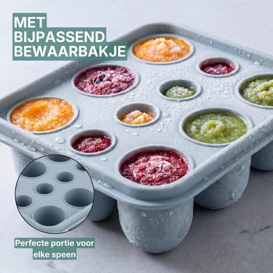 Broemba Fruitspeen & IJsblokjesvorm - Baby Speen met Bijtring - 100% Siliconen - 3 Speenmaten S/M/L - BPA-vrij - 4+ maanden - Blauw van Broemba — afbeelding 2