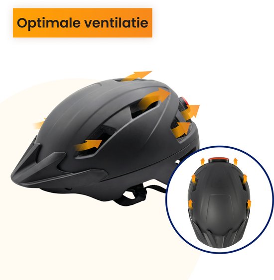 R2B Fietshelm - Speed Pedelec Helm - Snorfiets Helm - LED Verlichting - Maat L - 58-61 cm - Fietshelm Volwassenen Elektrische Fiets - Fiets helm Elektrische Fiets - Bike Helmet - Fatbike Helm — afbeelding 5