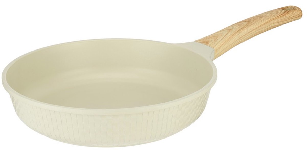 RESTO Ran Koekenpan 26 cm – Inductie Geschikt – Aluminium Frypan – PFAS/PFOA Vrij – Anti-aanbaklaag – Beige Koekenpan