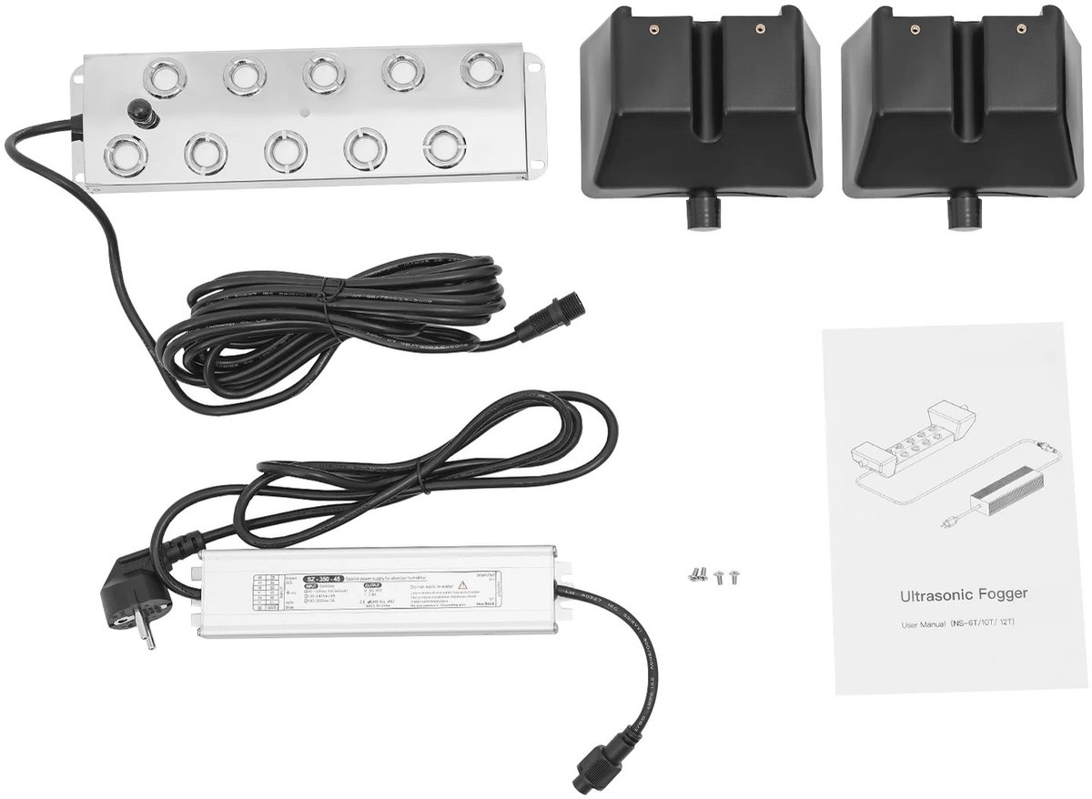 Allero Mistmaker - Fogger - 10-koppige Ultrasone Mistmaker - 350W - Waterdicht - 7 l/u Hoge Mist - Mist - 304 Stainless Steel - Zilver
