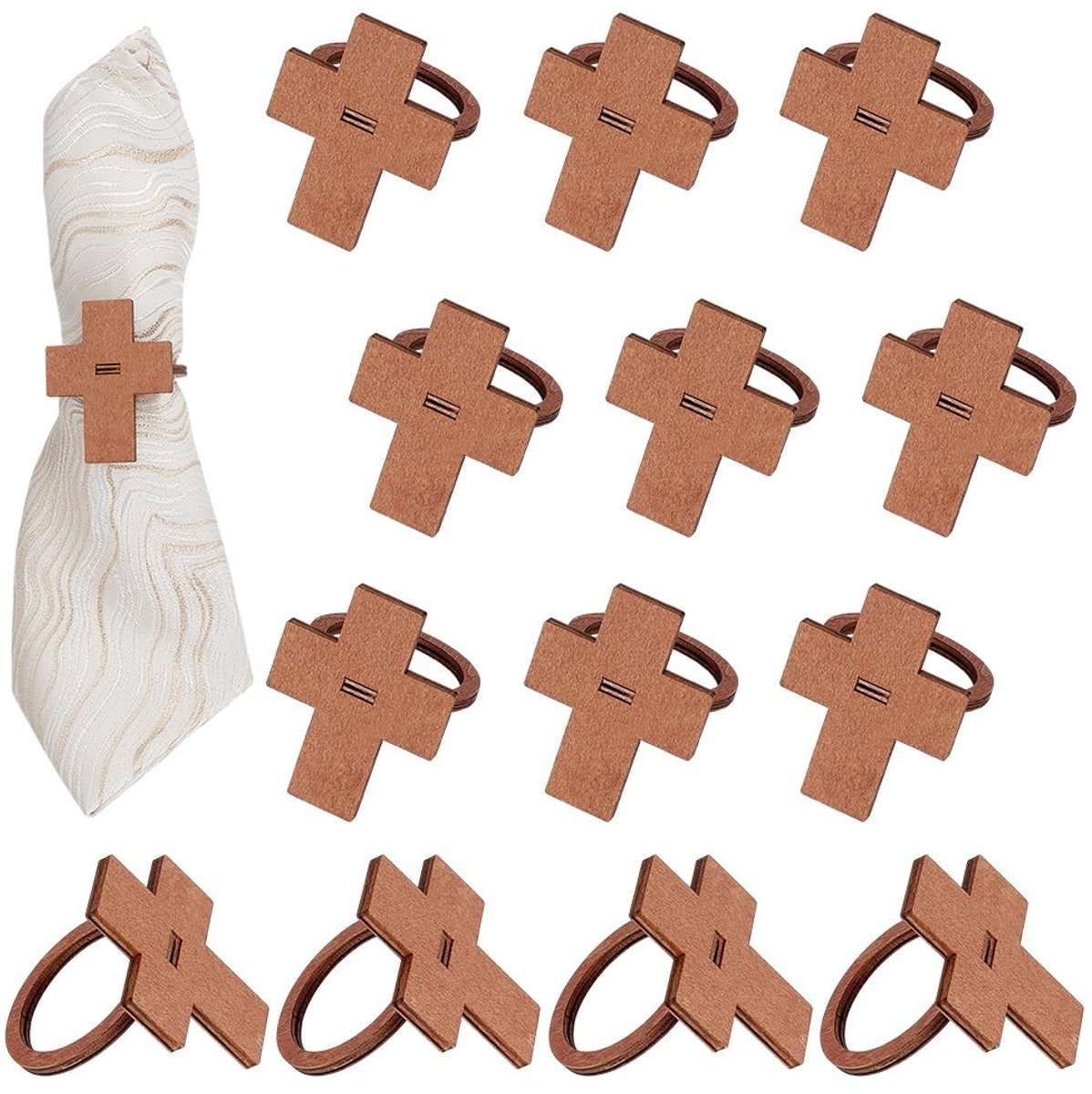 Dailygoods - Set van 15 Bruine Houten Paasservetringen