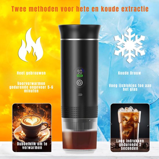 TIM® Draagbare Koffiemachine - Blender To Go - Draagbare Blender - Zwart - 28cm x 9cm x 9cm van Tim — afbeelding 4