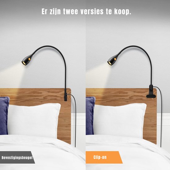 TIM® Leeslamp - Nachtlampje - Bedlampje - met Dimfunctie - Zwart - 49cm x 4cm x 4cm van Tim — afbeelding 3