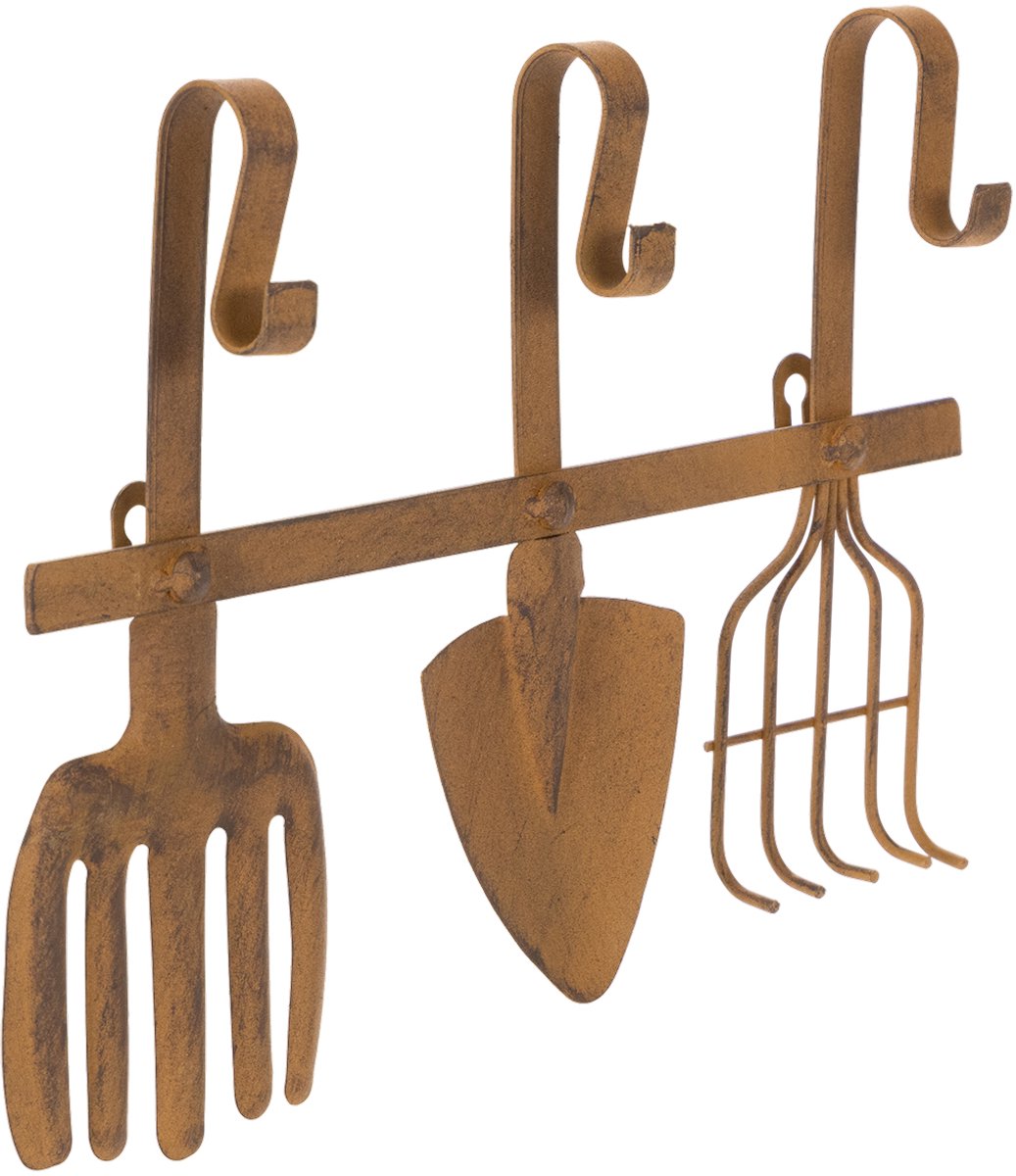 Haakrail voor tuingereedschap, tuindecoraties, hark, spade en schoffel