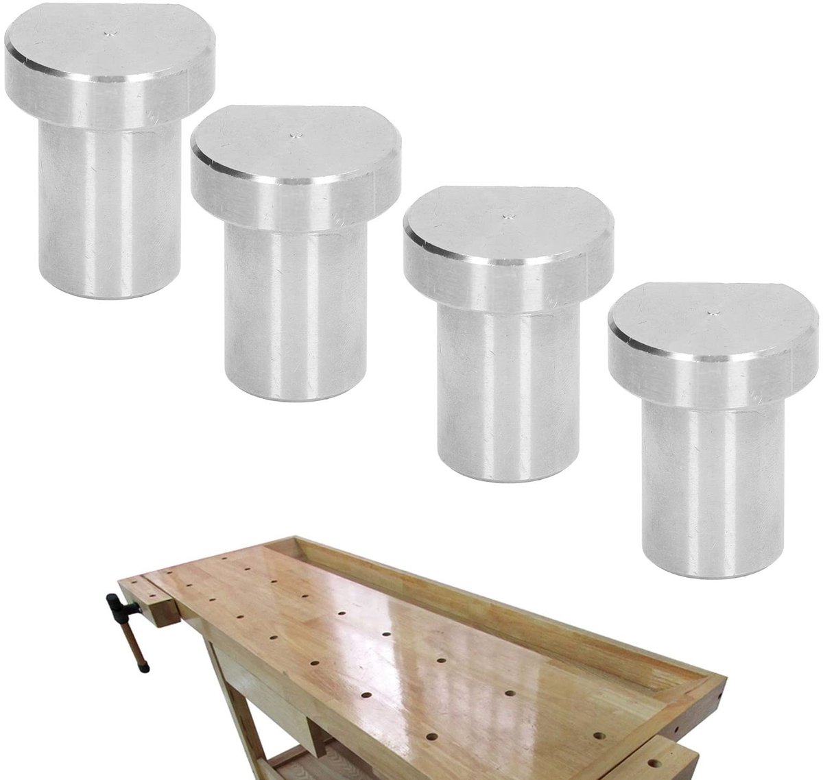 Dailygoods - Dailygoody - Werkbank Stop Hond - Houtbewerking - Roestvrij staal - Positionering - 19 mm Dogholes - 4 Stuks