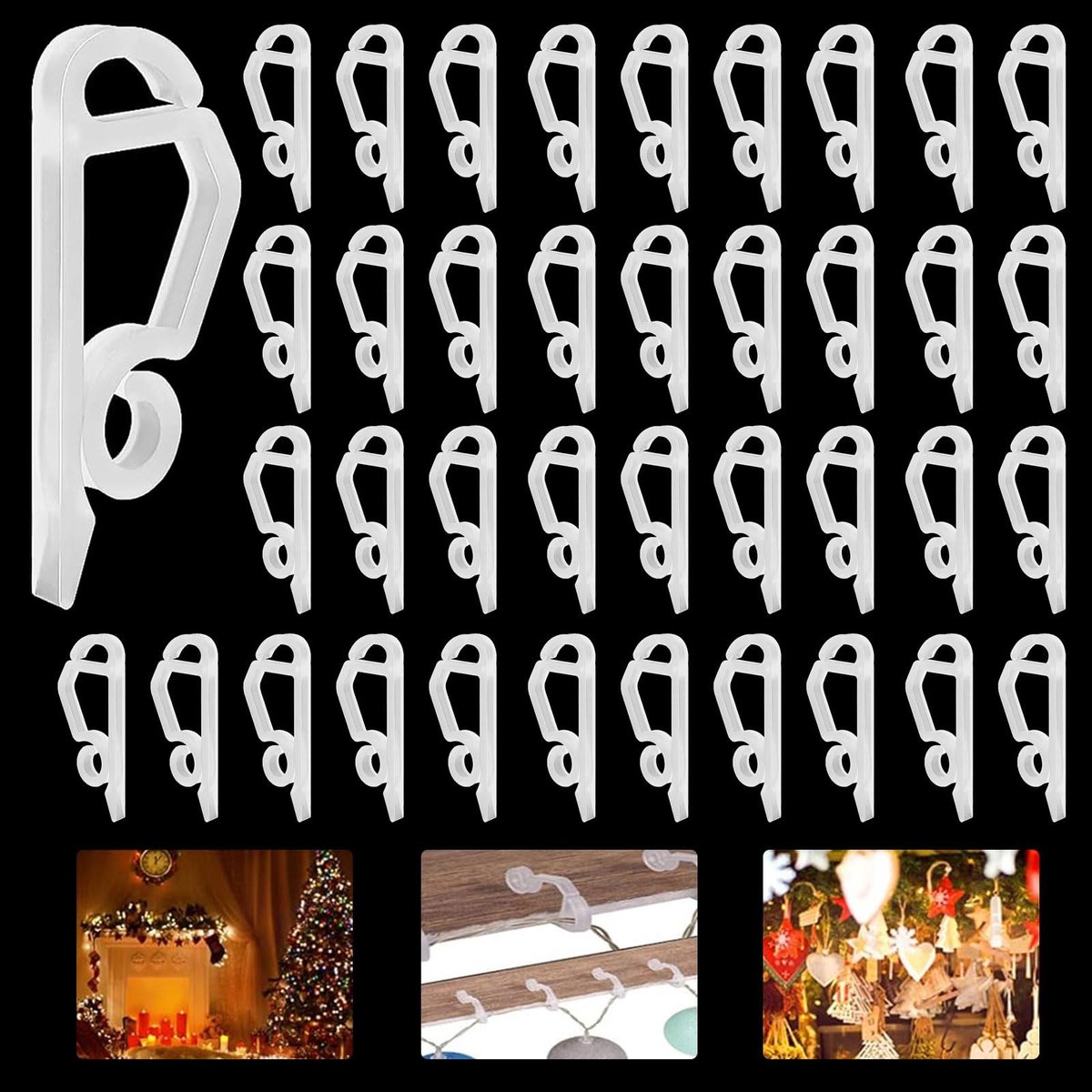 Dailygoods - Innovra - Dailygoods - Dailygoody - 80 stuks kerstlichtclips - bevestiging regengoot - multifunctionele haken - wit - kerstdecoratie - ideaal voor buitenverlichting - perfec
