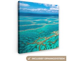 Canvas schilderij 90x90 cm - Wanddecoratie Great Barrier Reef foto afdruk - Muurdecoratie woonkamer - Slaapkamer decoratie - Kamer accessoires - Schilderijen op canvas
