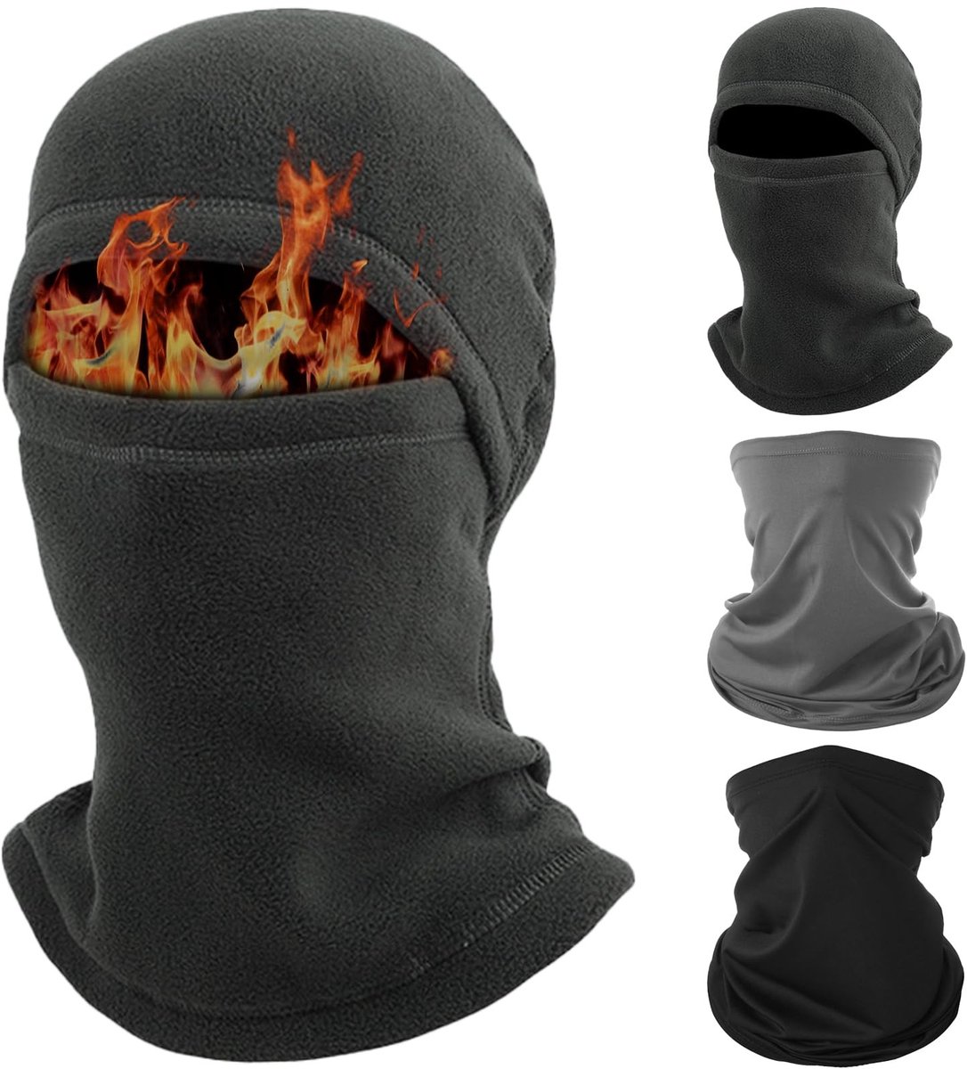 Dailygoods - Dailygoody - Bivakmuts - Wintermasker - Warm en ademend - Grijs - Skimasker voor outdooractiviteiten - Uniseks - 4 stuks