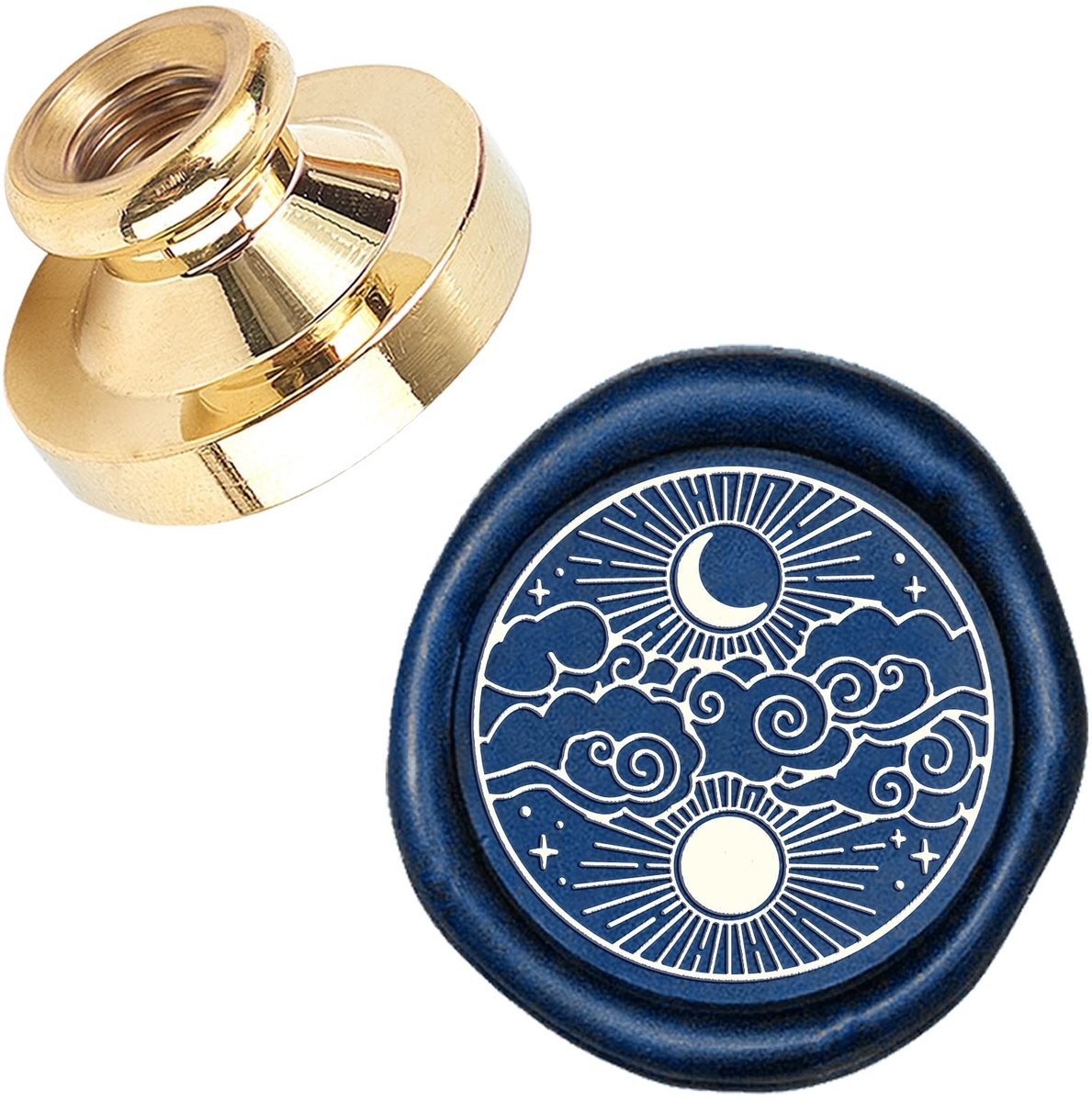 Dailygoods - Dailygoody - Wax Seal Sun en Moon - Vintage Waskerf - Voor Uitnodigingen en Cadeaus - 25mm - Decoratieve Stempel - Hoge kwaliteit - Geschikt voor Fees..